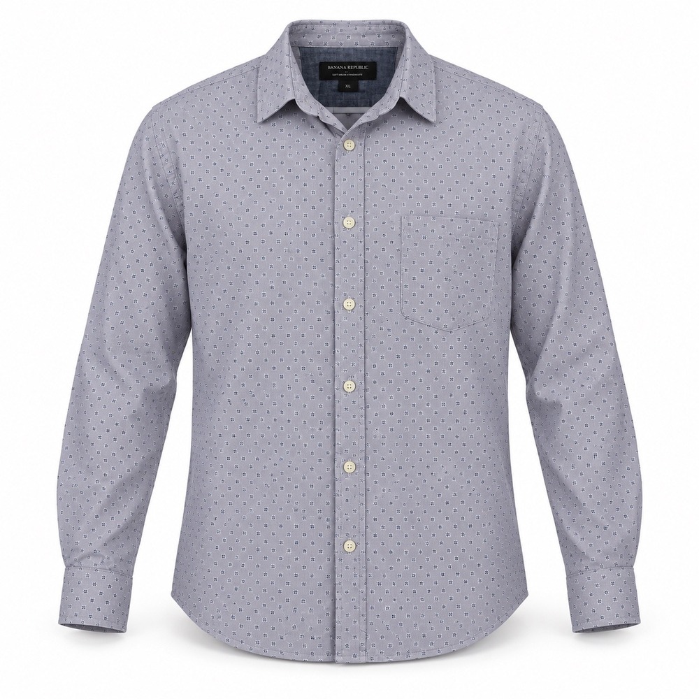Banana Republic Mens XL Soft Wash Standard Fit Purple Floral Button Down Shirt